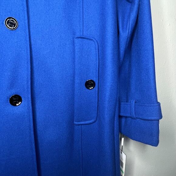 Calvin Klein Wool Blend Trench Pea Coat Women's Size 8 Cobalt Blue - Picture 4 of 16